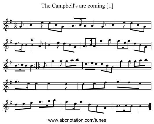 Campbell's are coming [1], The - staff notation