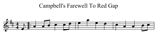 Campbell's Farewell To Red Gap - staff notation