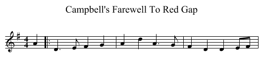 Campbell's Farewell To Red Gap - staff notation