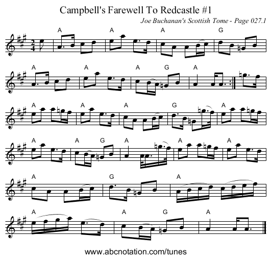 Campbell's Farewell To Redcastle #1 - staff notation