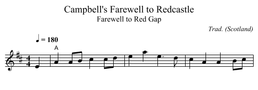 Campbell's Farewell to Redcastle - staff notation