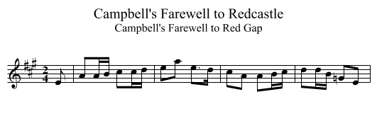 Campbell's Farewell to Redcastle - staff notation
