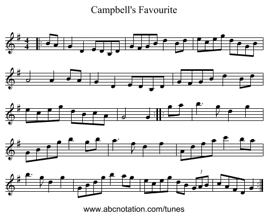 Campbell's Favourite - staff notation