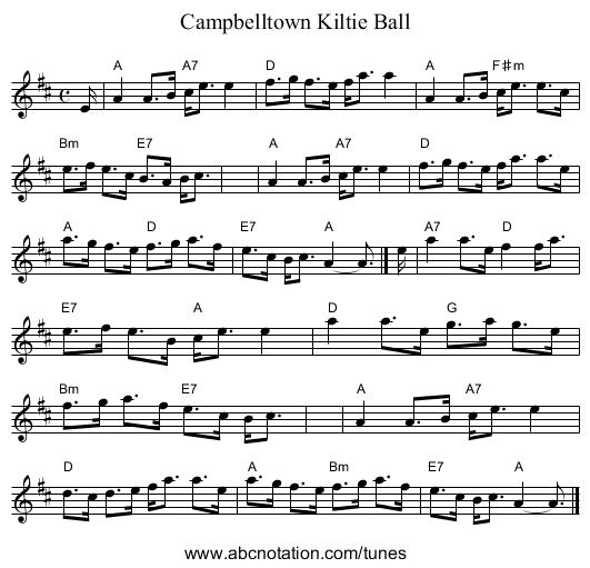Campbelltown Kiltie Ball - staff notation