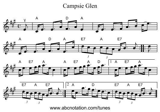 Campsie Glen - staff notation