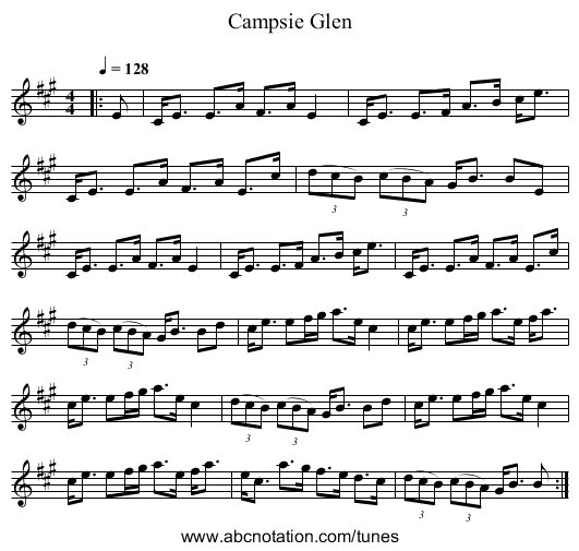 Campsie Glen - staff notation