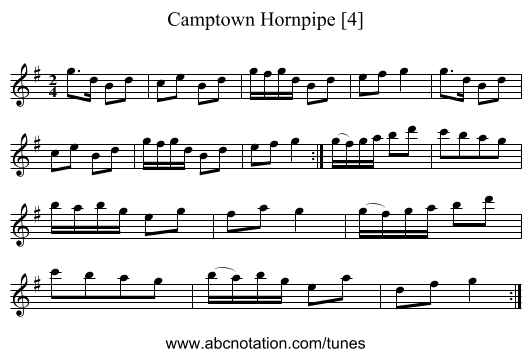 Camptown Hornpipe [4] - staff notation