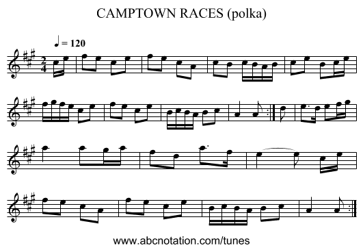 CAMPTOWN RACES (polka) - staff notation