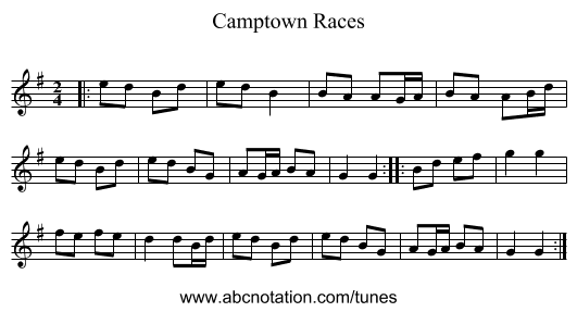 Camptown Races - staff notation