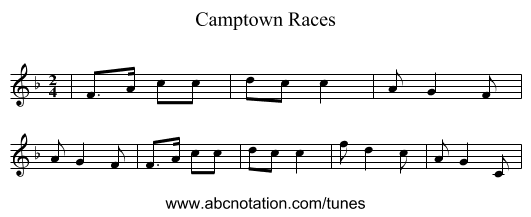 Camptown Races - staff notation