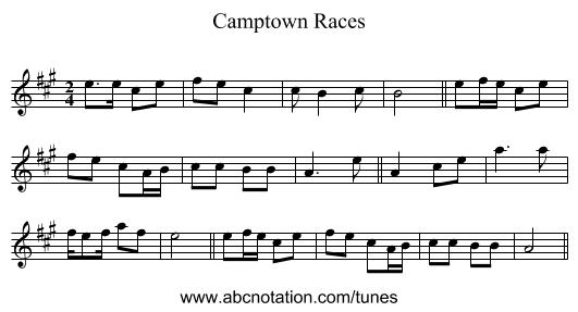 Camptown Races - staff notation