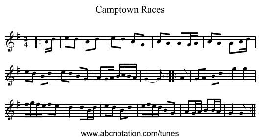 Camptown Races - staff notation
