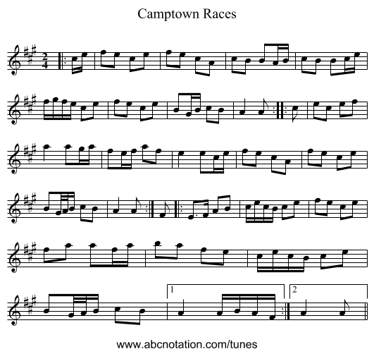 Camptown Races - staff notation