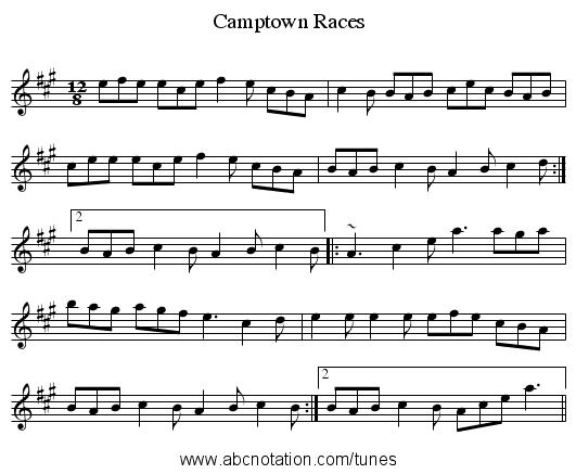 Camptown Races - staff notation