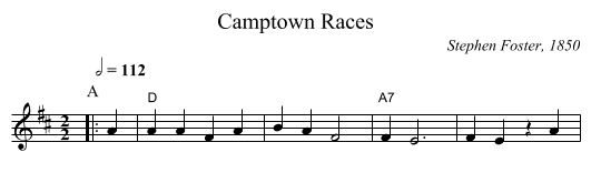 Camptown Races - staff notation