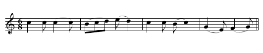 Cân y gwely - staff notation