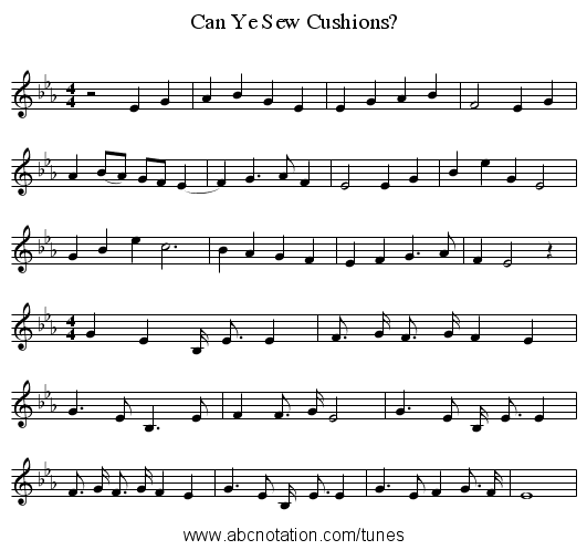 Can Ye Sew Cushions? - staff notation