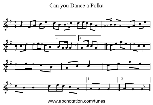 Can you Dance a Polka - staff notation