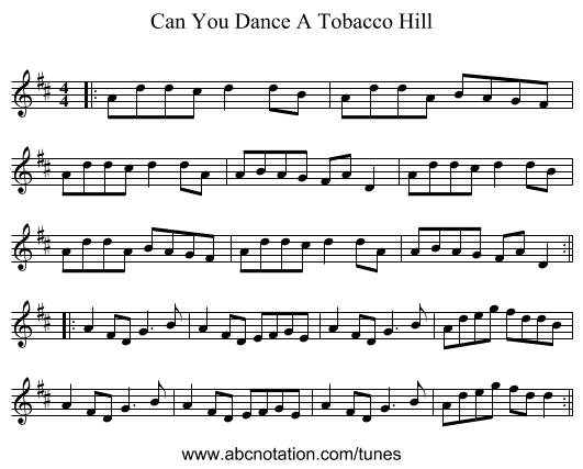Can You Dance A Tobacco Hill - staff notation