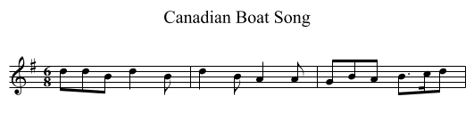 Canadian Boat Song - staff notation