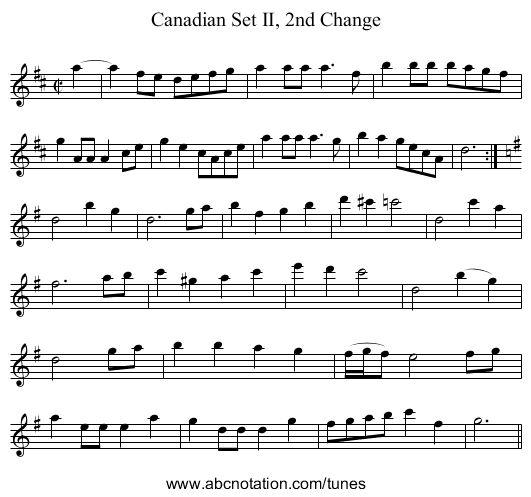 Canadian Set II, 2nd Change - staff notation