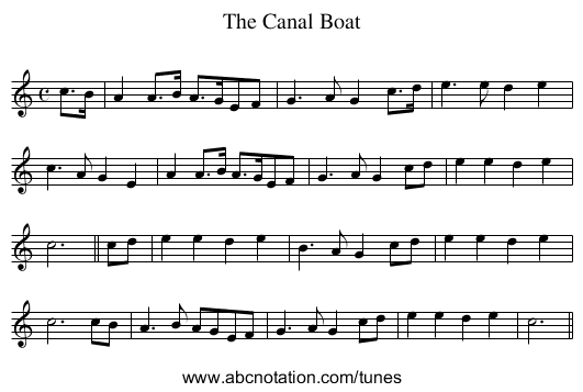 Canal Boat, The - staff notation