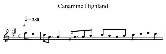 Canamine Highland - staff notation
