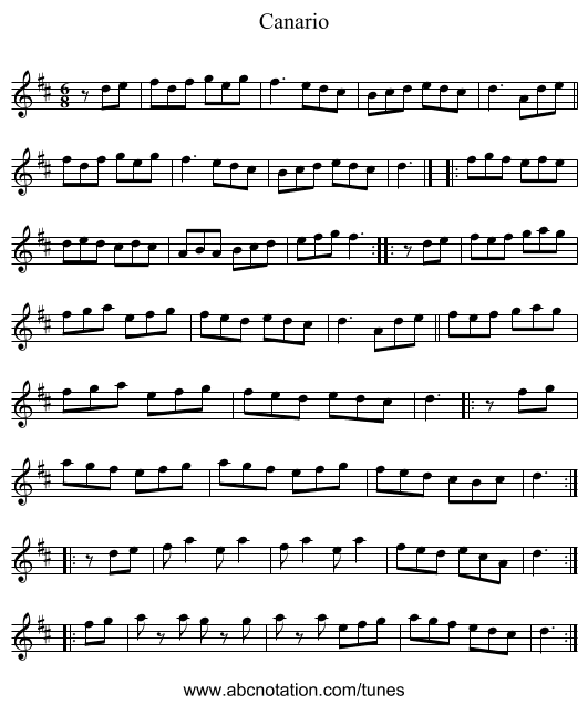 Canario - staff notation