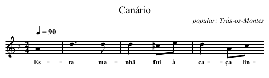 Canário - staff notation