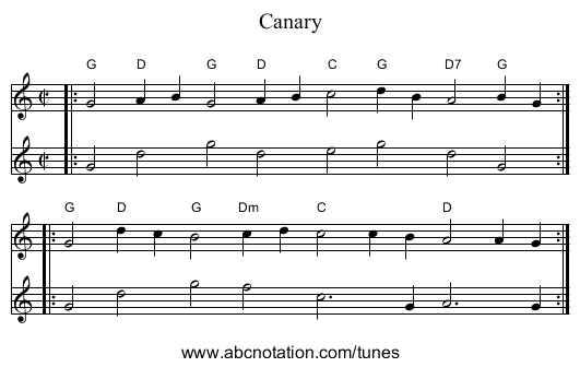 Canary - staff notation