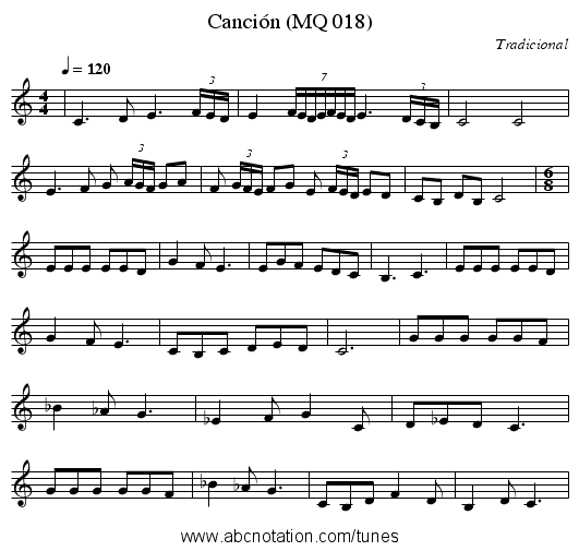 Canción (MQ 018) - staff notation