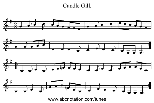 Candle Gill. - staff notation