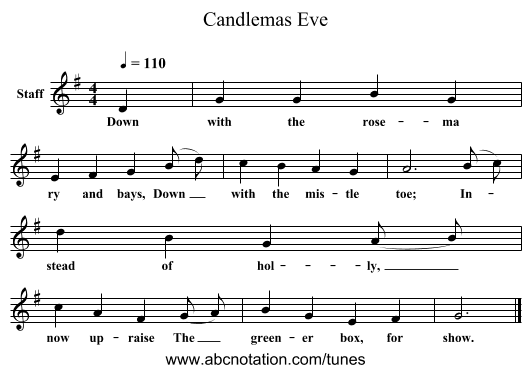 Candlemas Eve - staff notation