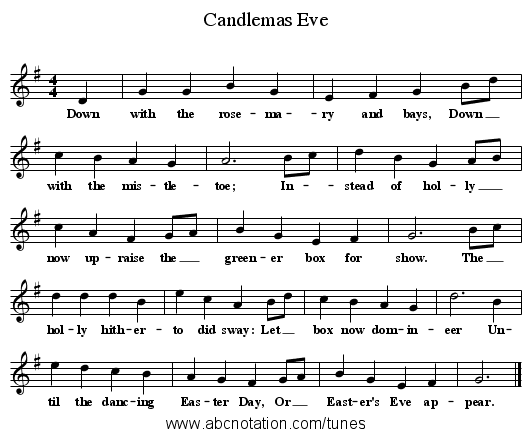 Candlemas Eve - staff notation