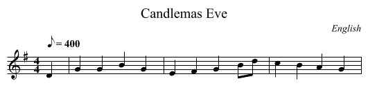 Candlemas Eve - staff notation
