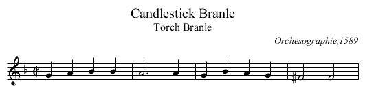 Candlestick Branle - staff notation