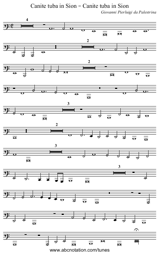 Canite tuba in Sion – Canite tuba in Sion - staff notation