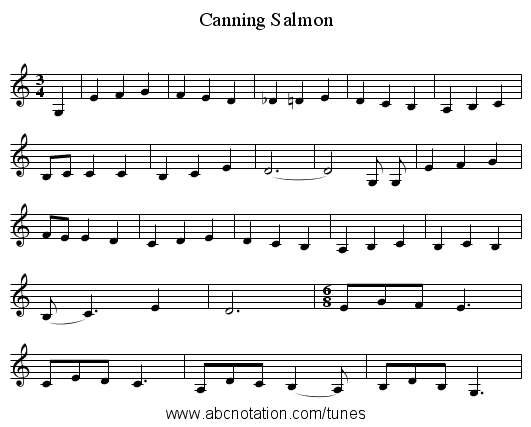 Canning Salmon - staff notation