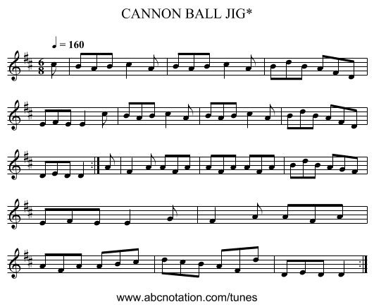 CANNON BALL JIG* - staff notation