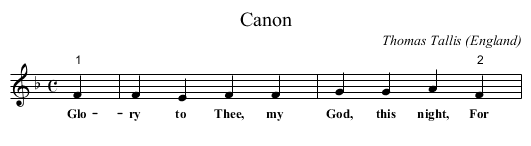 Canon - staff notation