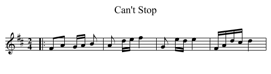 Can't Stop - staff notation