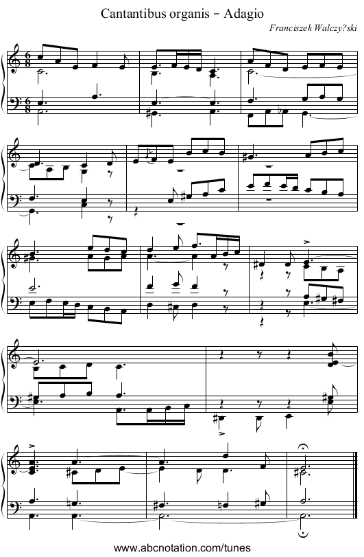 Cantantibus organis – Adagio - staff notation