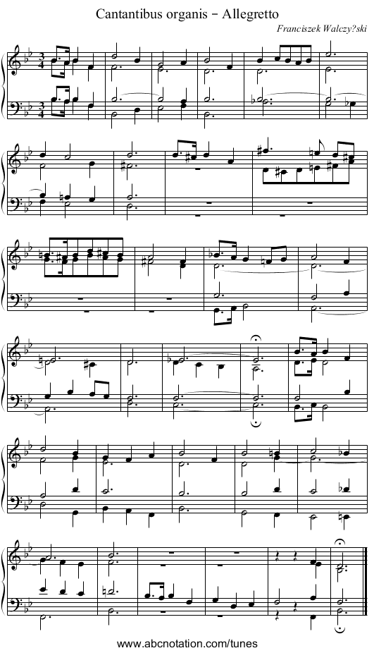 Cantantibus organis – Allegretto - staff notation