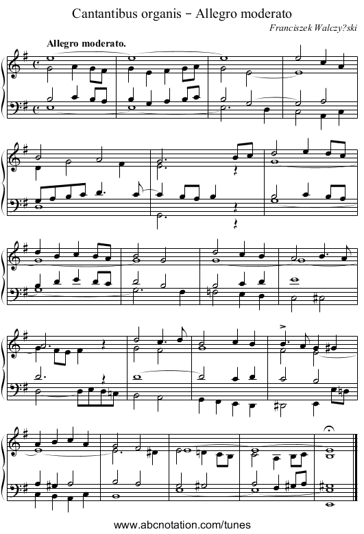 Cantantibus organis – Allegro moderato - staff notation