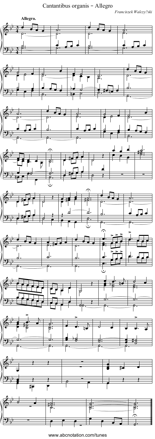 Cantantibus organis – Allegro - staff notation