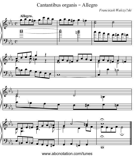 Cantantibus organis – Allegro - staff notation