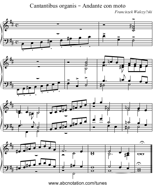 Cantantibus organis – Andante con moto - staff notation