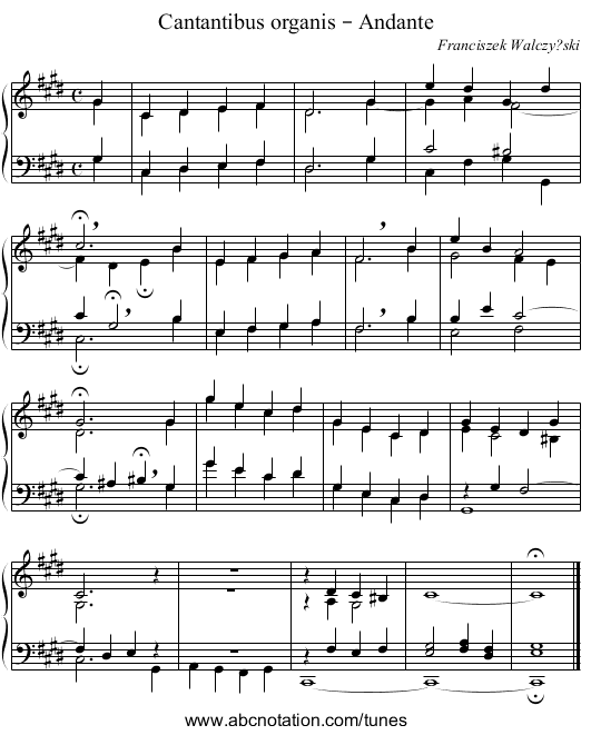 Cantantibus organis – Andante - staff notation