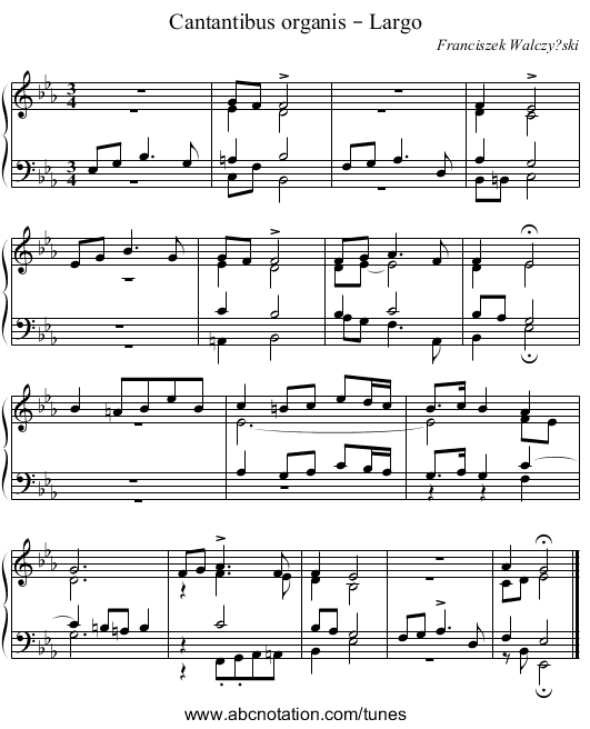Cantantibus organis – Largo - staff notation