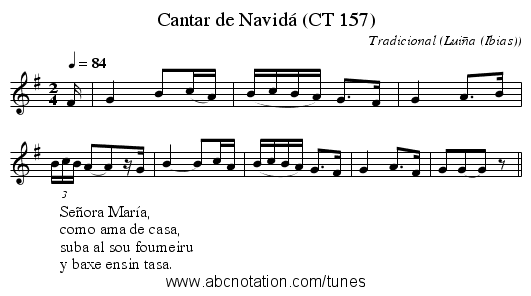 Cantar de Navidá (CT 157) - staff notation